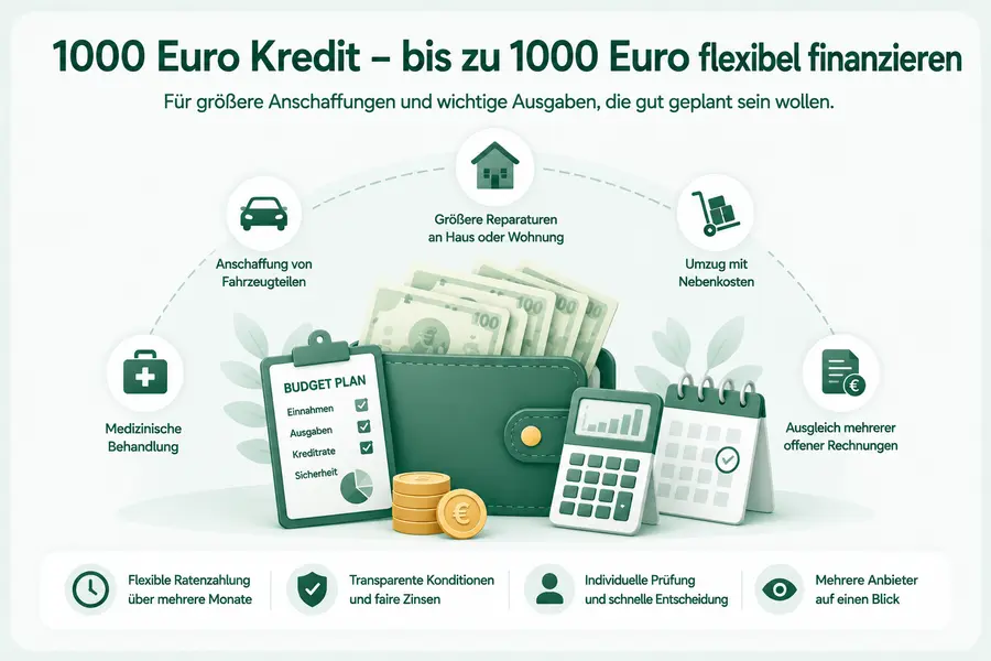 1000 Euro Kredit für größere geplante Ausgaben
